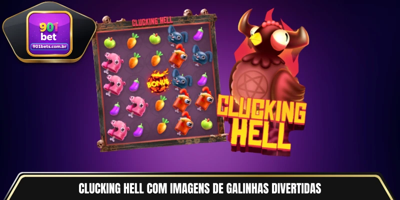 Clucking Hell com imagens de galinhas divertidas