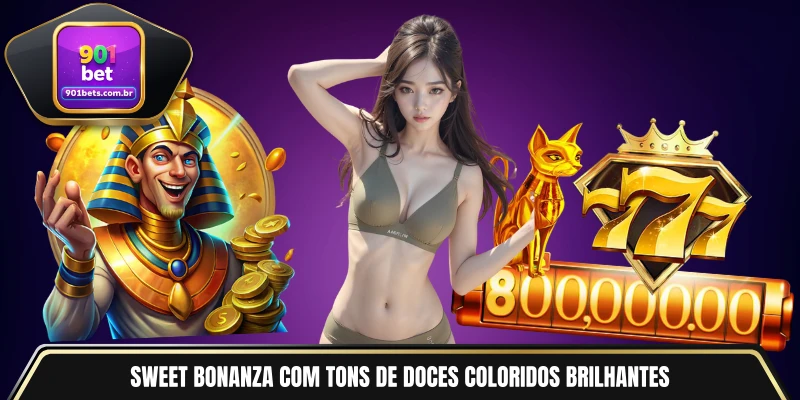 Sweet Bonanza com tons de doces coloridos brilhantes